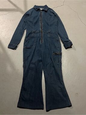 Side street denim jumpsuit